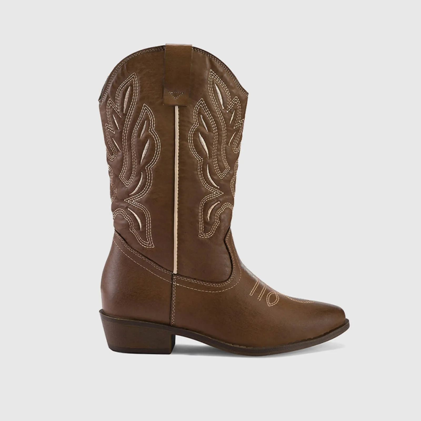 Western Cowboy Boots Embroidered Mid-Calf Pointed Toe Cowgirl Booties