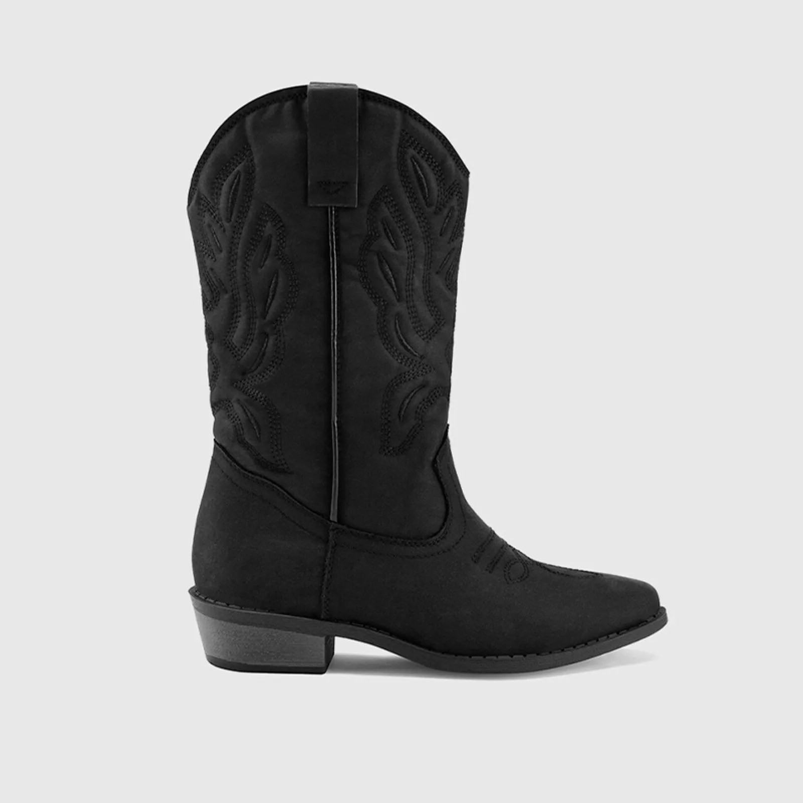 Western Cowboy Boots Embroidered Mid-Calf Pointed Toe Cowgirl Booties