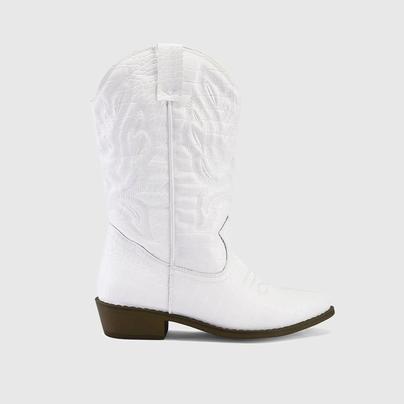 Western Cowboy Boots Embroidered Mid-Calf Pointed Toe Cowgirl Booties