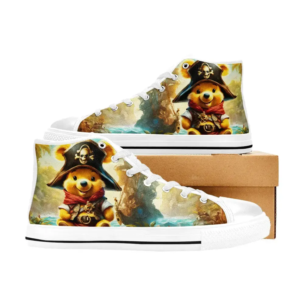 Winnie the pooh Pirate Shoes High Top Sneakers for Kids and Adults