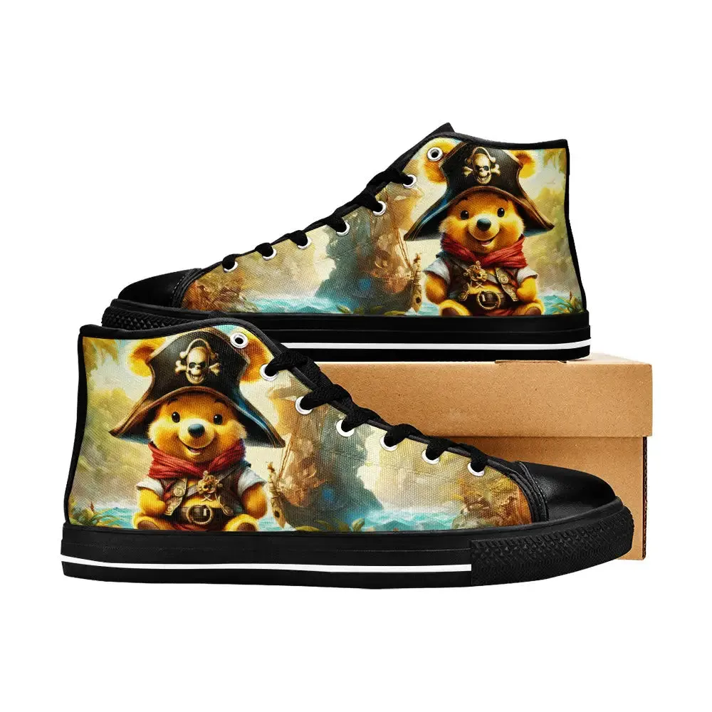 Winnie the pooh Pirate Shoes High Top Sneakers for Kids and Adults