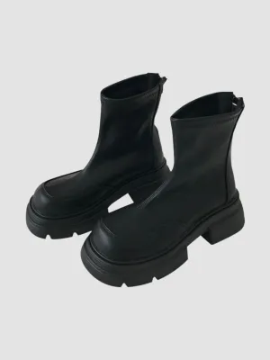 WLS Black Thick Soled Chic Slim Boots