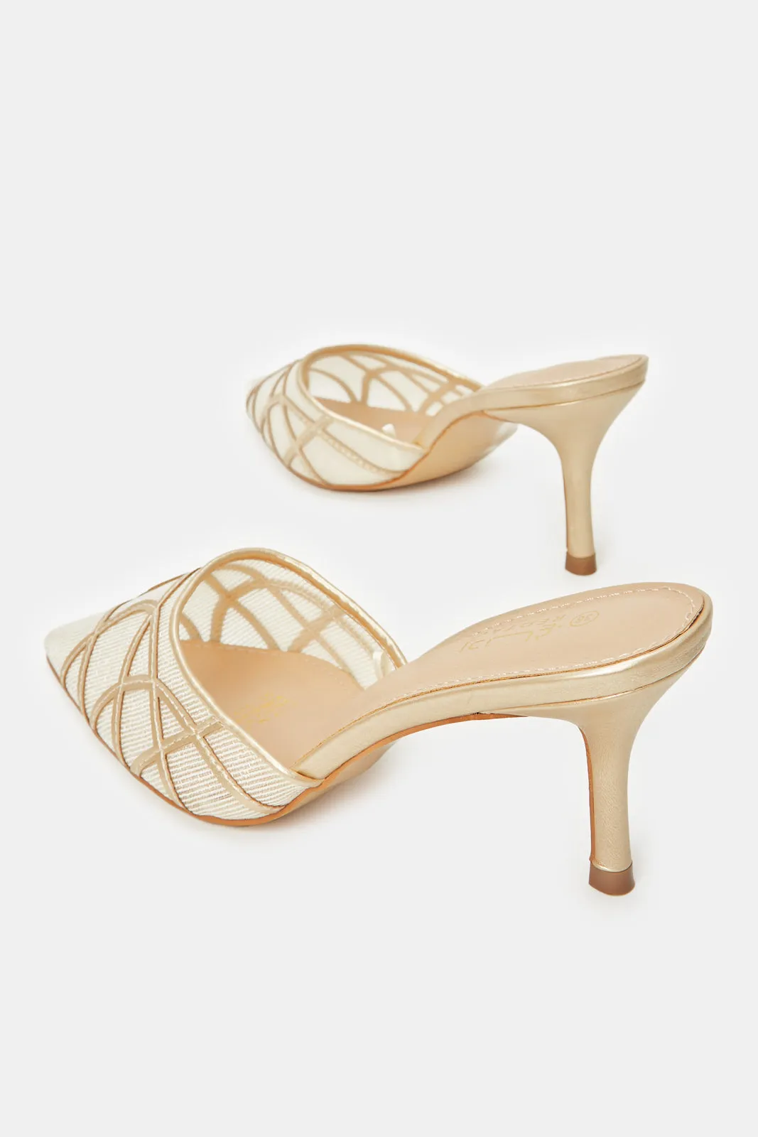 Women Beige Raffia Detail Mule