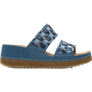 Women's Clarks Kassanda Mule Blue Combi Leather/Synthetic