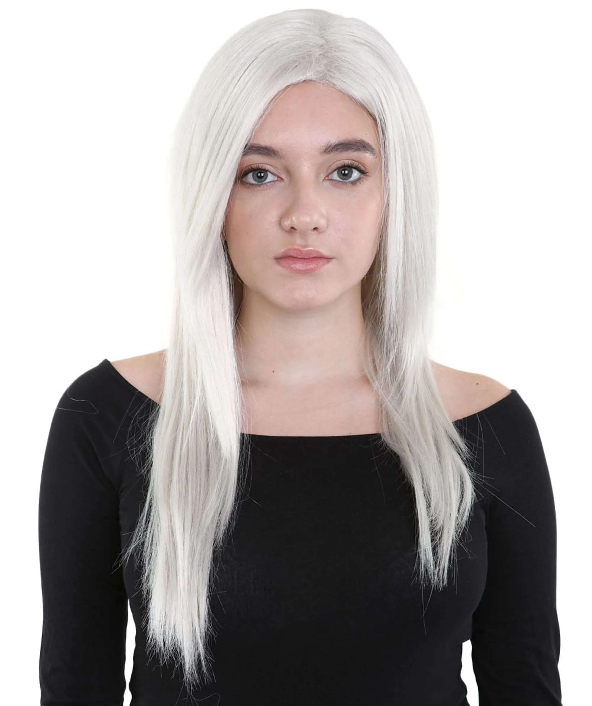 Womens Long Grey Wig | Dolly Fancy Wig | Premium Breathable Capless Cap