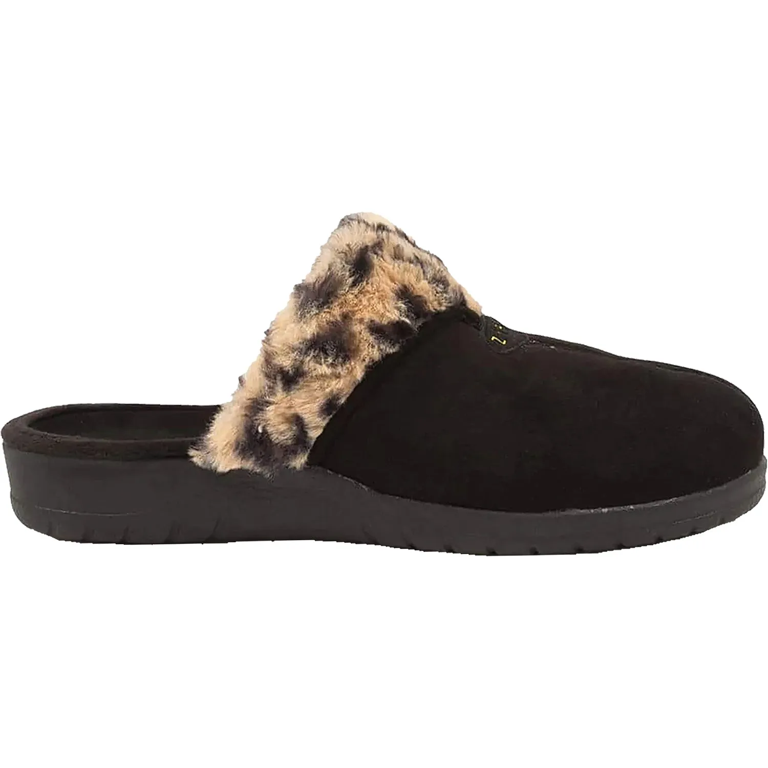 Women's Ziera Comfy Black Leopard Fur Microsuede