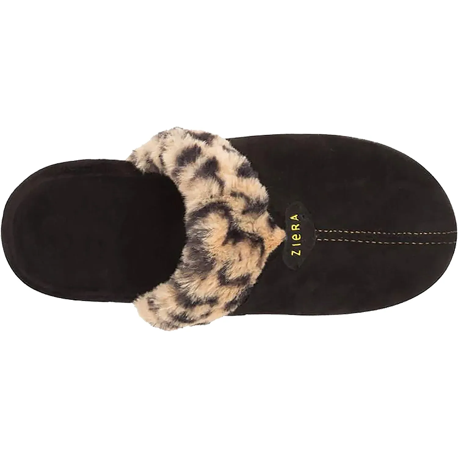 Women's Ziera Comfy Black Leopard Fur Microsuede